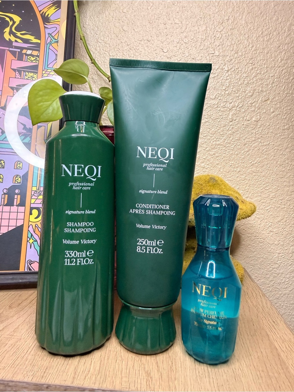 Neqi volume shampoo, conditioner and hair perfume